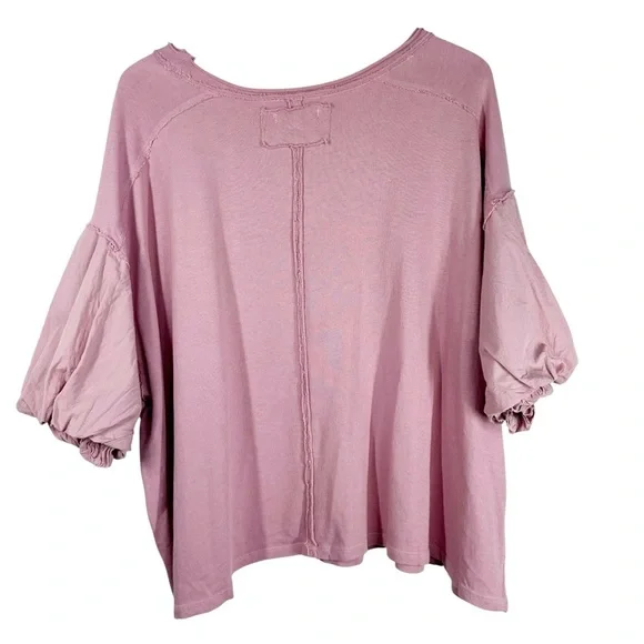 WE THE FREE Blossom Tee in Mauve Oversized Tee with Balloon Short Sleeve Medium - Picture 9 of 14